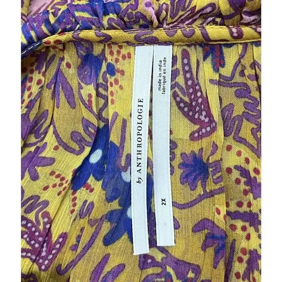 Anthropologie The Marais Printed Chiffon Maxi Dress Ruffle Tiered Plus Size 2X - Picture 9 of 10